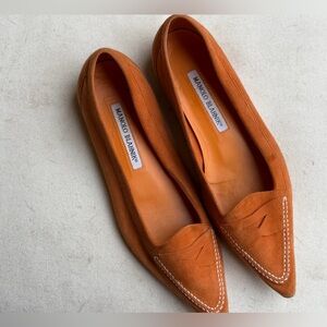 Manolo Blahnik Terracotta Suede Flats
